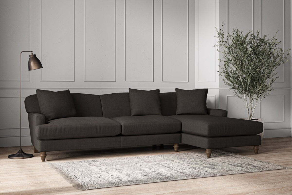 Deni Grand Right Hand Chaise Sofa - Brera Linen Espresso