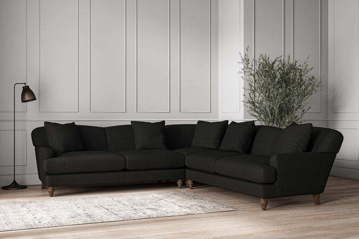 Deni Large Corner Sofa - Brera Linen Charcoal