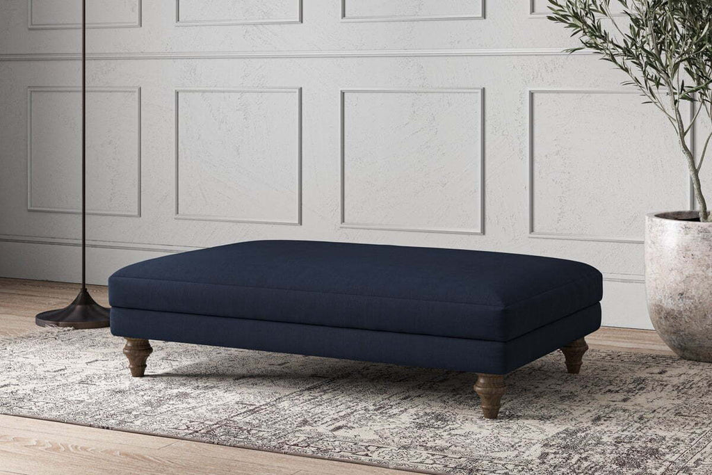 Deni Large Footstool - Brera Linen Indigo