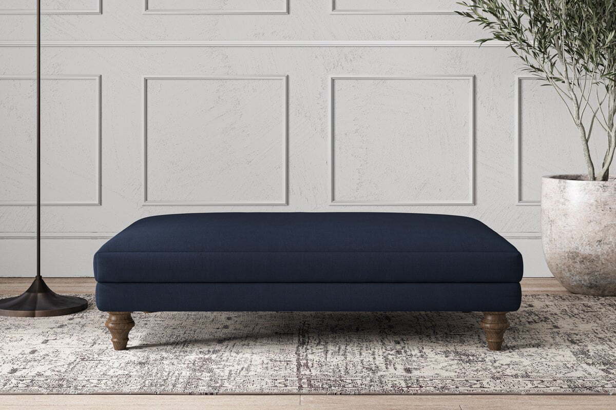 Deni Large Footstool - Brera Linen Indigo