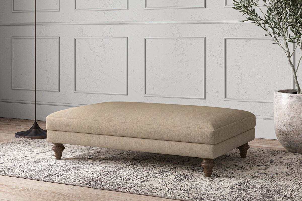 Deni Large Footstool - Brera Linen Pebble