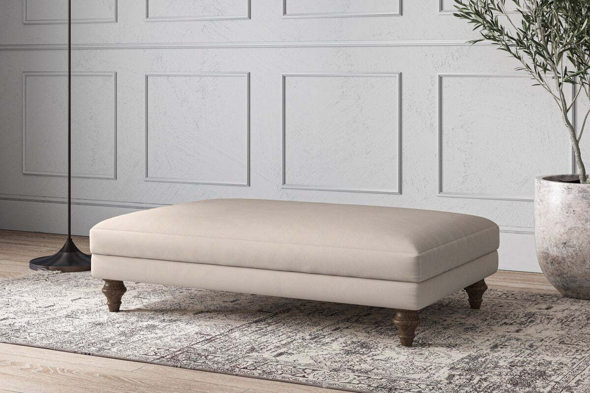 Deni Large Footstool - Recycled Cotton Natural
