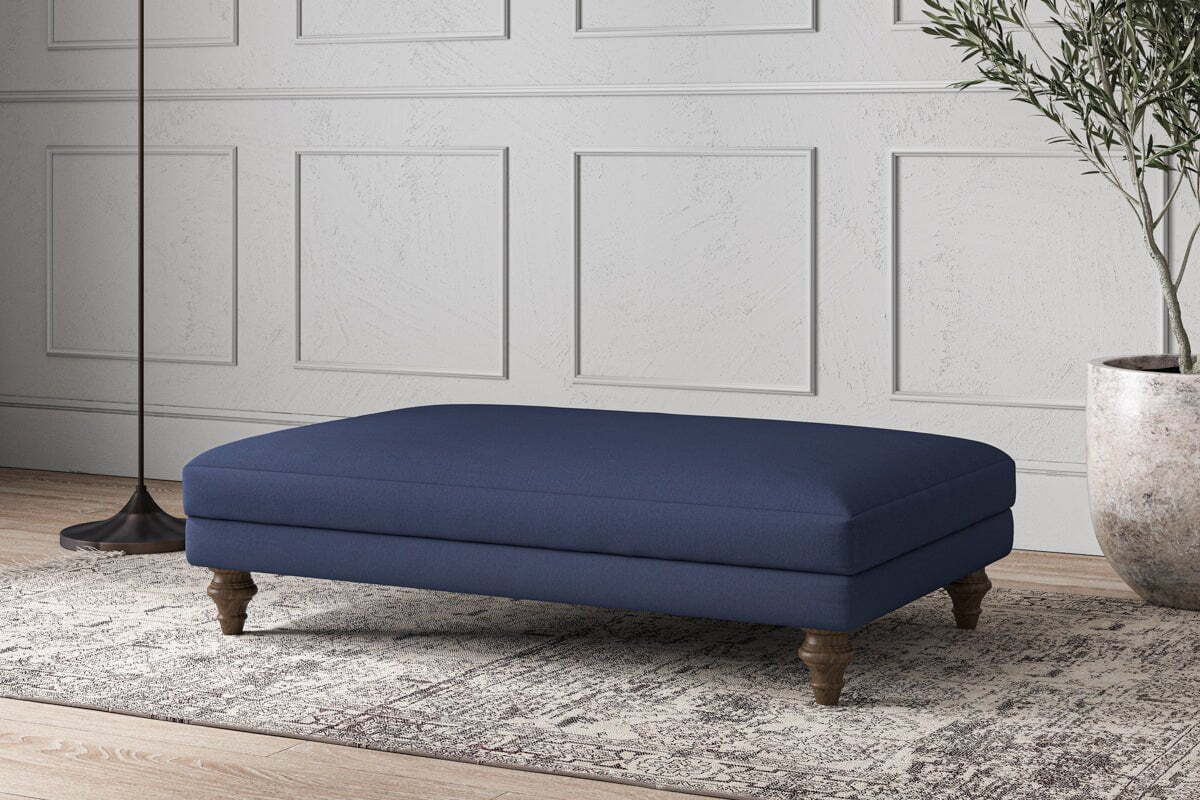 Deni Large Footstool - Recycled Cotton Navy
