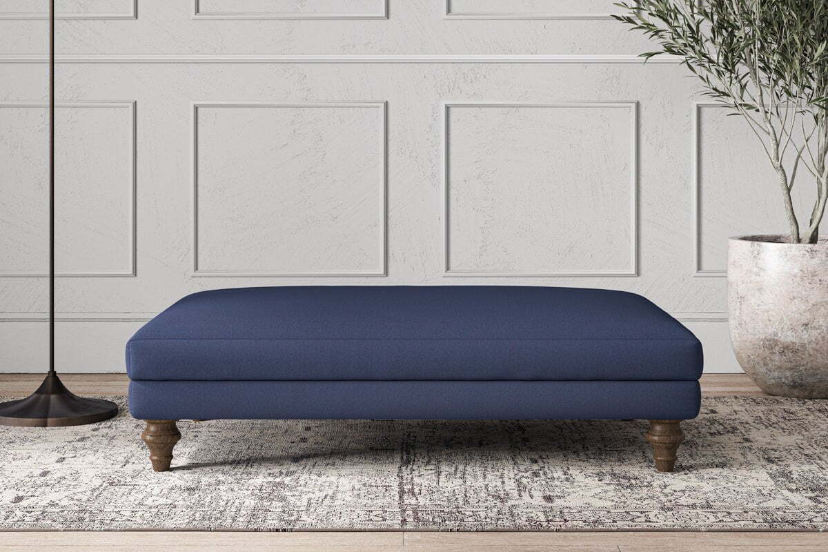 Deni Large Footstool - Recycled Cotton Navy