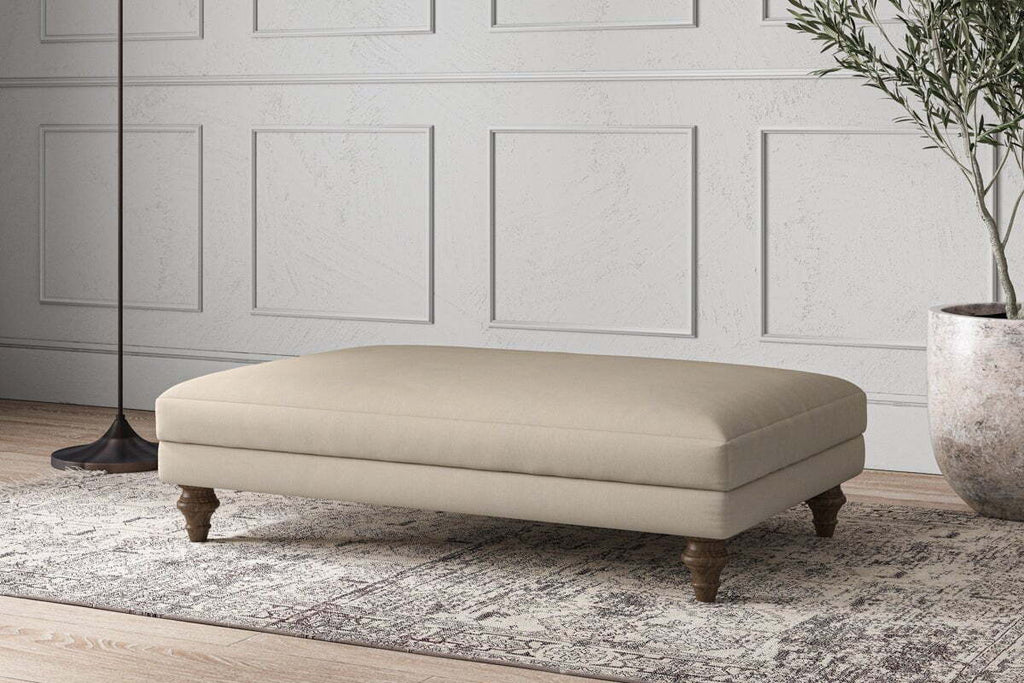 Deni Large Footstool - Recycled Cotton Stone