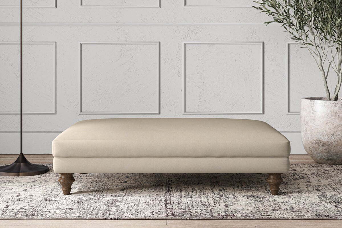 Deni Large Footstool - Recycled Cotton Stone
