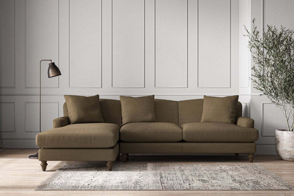 Deni Large Left Hand Chaise Sofa - Brera Linen Chestnut