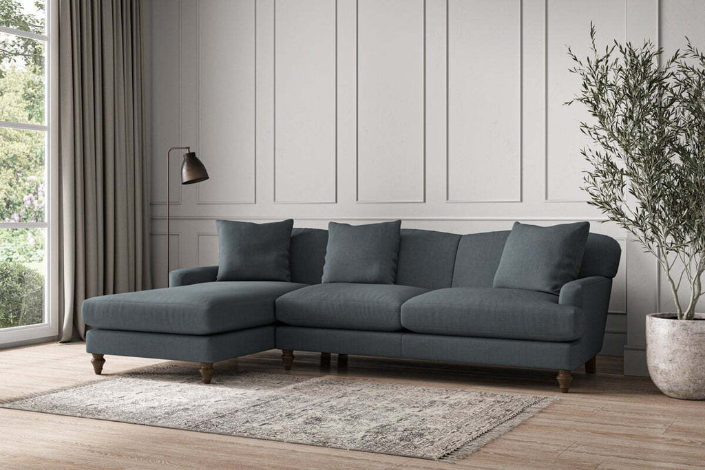 Deni Large Left Hand Chaise Sofa - Brera Linen Dusk