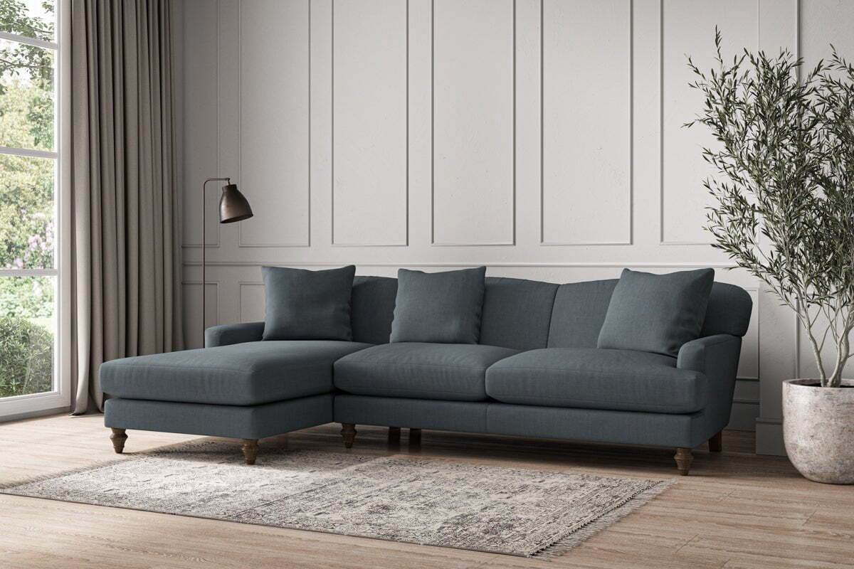 Deni Large Left Hand Chaise Sofa - Brera Linen Dusk