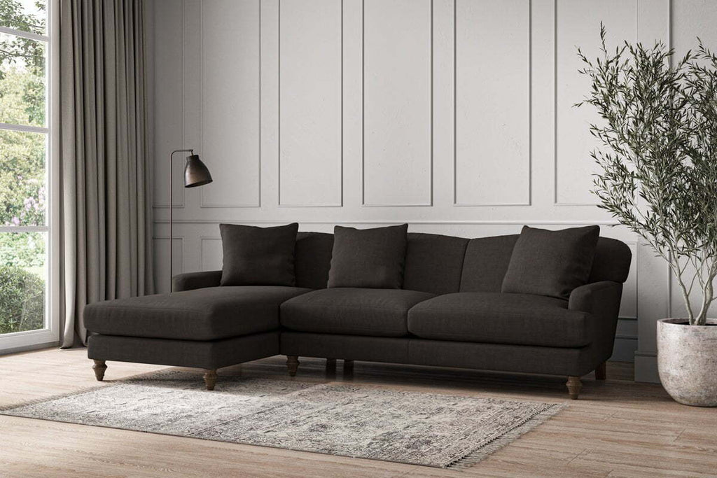 Deni Large Left Hand Chaise Sofa - Brera Linen Espresso