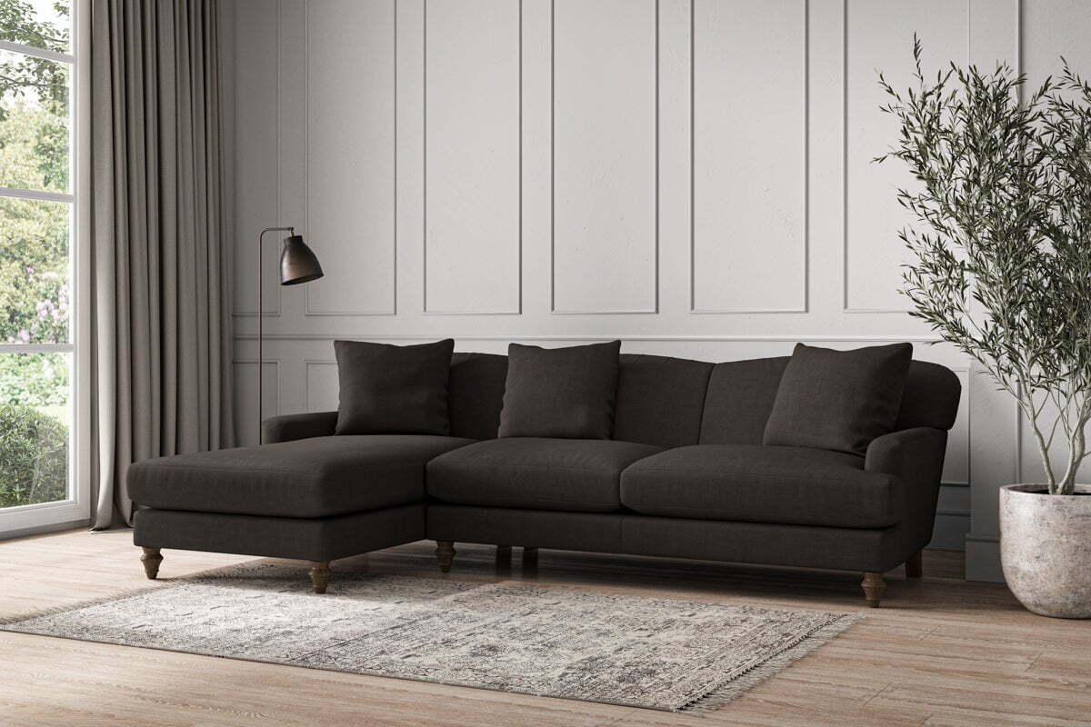 Deni Large Left Hand Chaise Sofa - Brera Linen Espresso