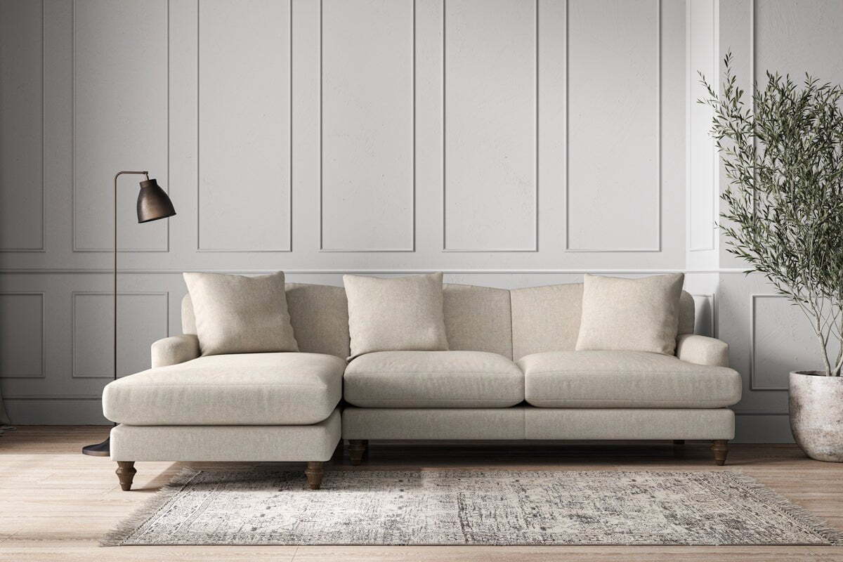 Deni Large Left Hand Chaise Sofa - Brera Linen Natural