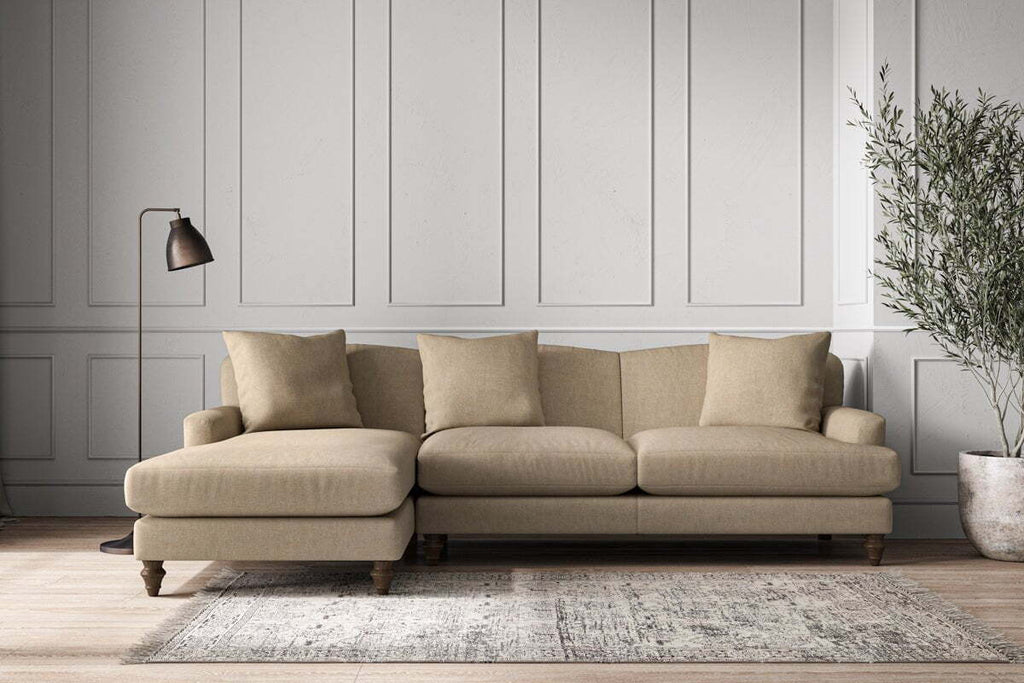 Deni Large Left Hand Chaise Sofa - Brera Linen Pebble