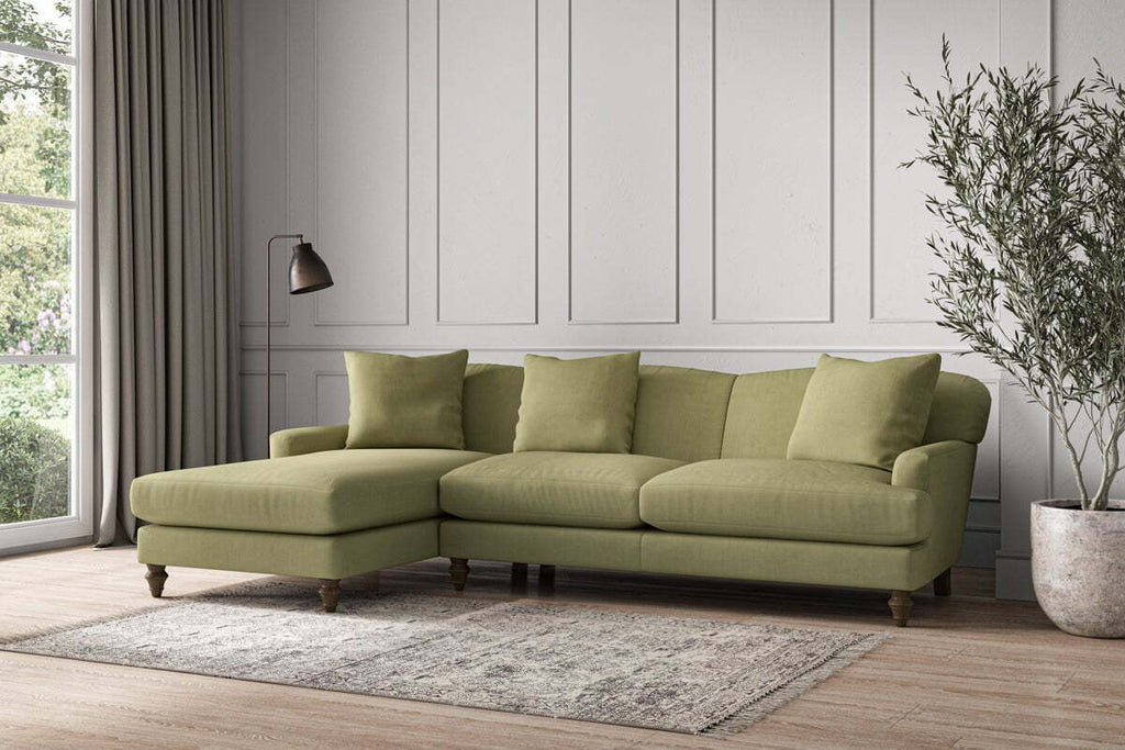 Deni Large Left Hand Chaise Sofa - Brera Linen Sage