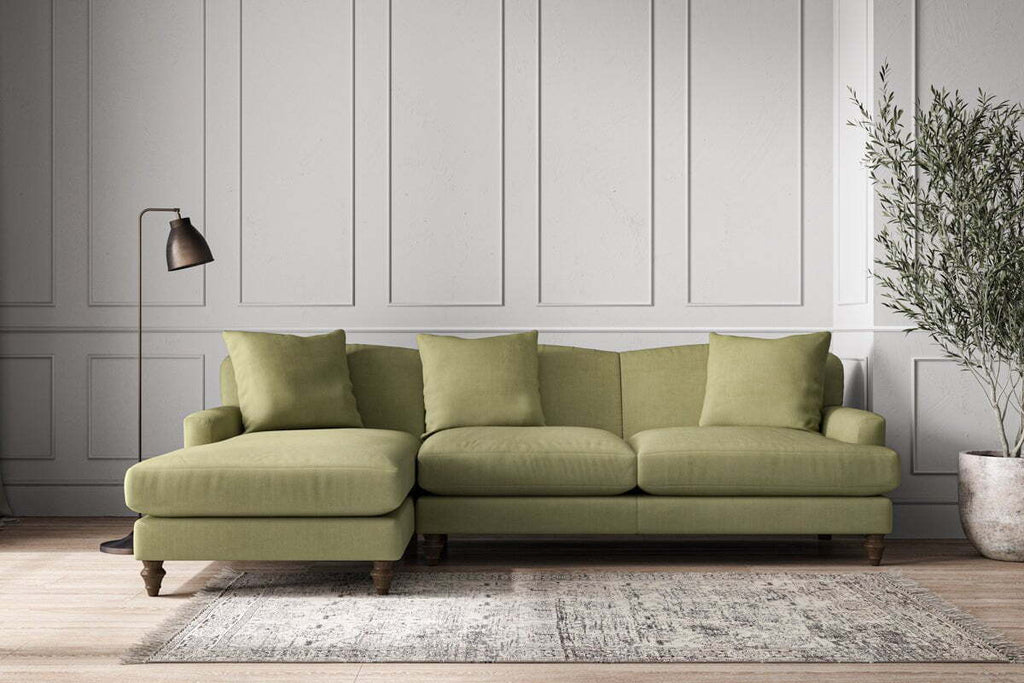 Deni Large Left Hand Chaise Sofa - Brera Linen Sage