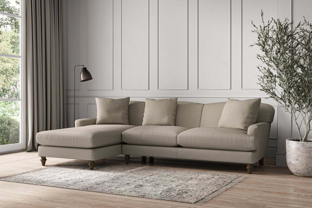 Deni Large Left Hand Chaise Sofa - Recycled Cotton Flax