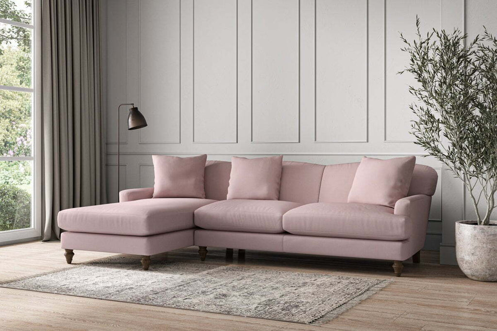 Deni Large Left Hand Chaise Sofa - Recycled Cotton Lavender