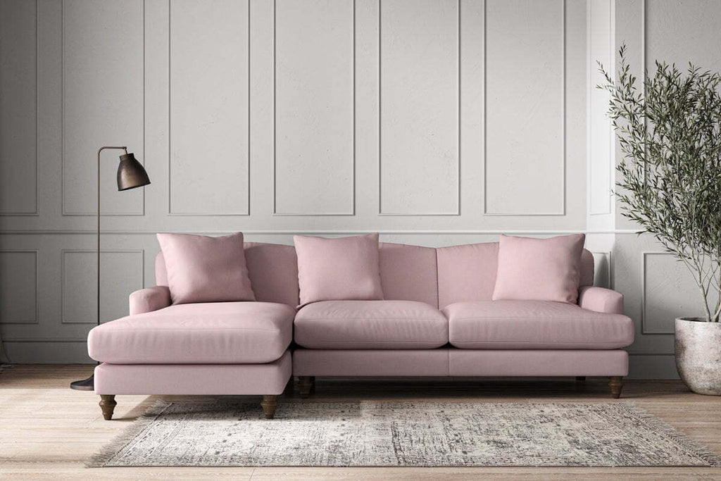 Deni Large Left Hand Chaise Sofa - Recycled Cotton Lavender