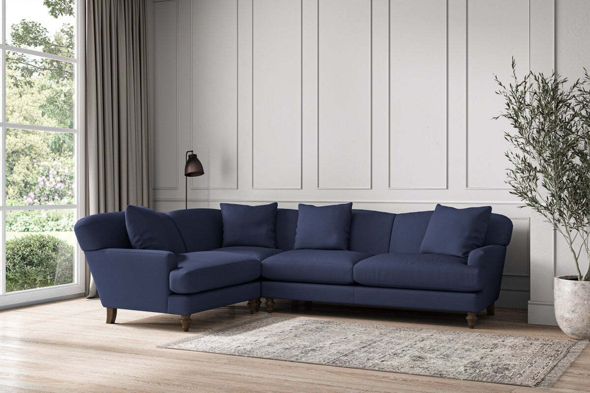 Deni Large Left Hand Corner Sofa - Recycled Cotton Navy