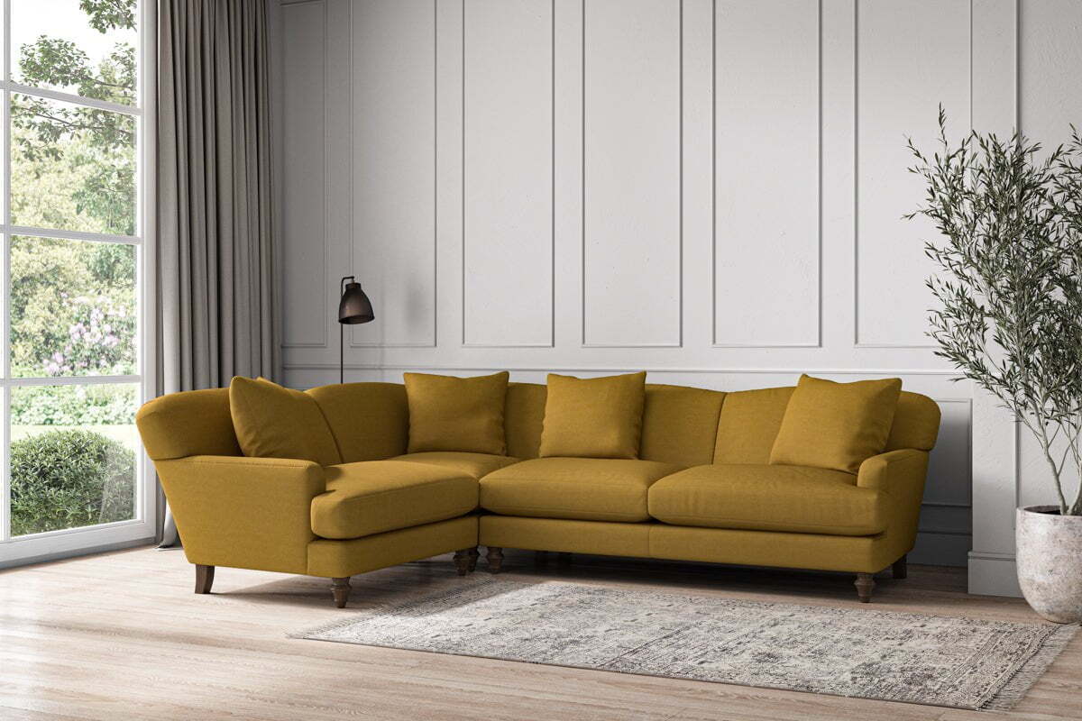Deni Large Left Hand Corner Sofa - Recycled Cotton Ochre