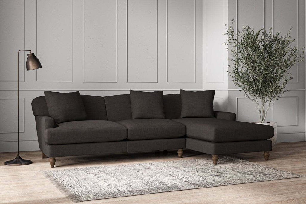 Deni Large Right Hand Chaise Sofa - Brera Linen Espresso