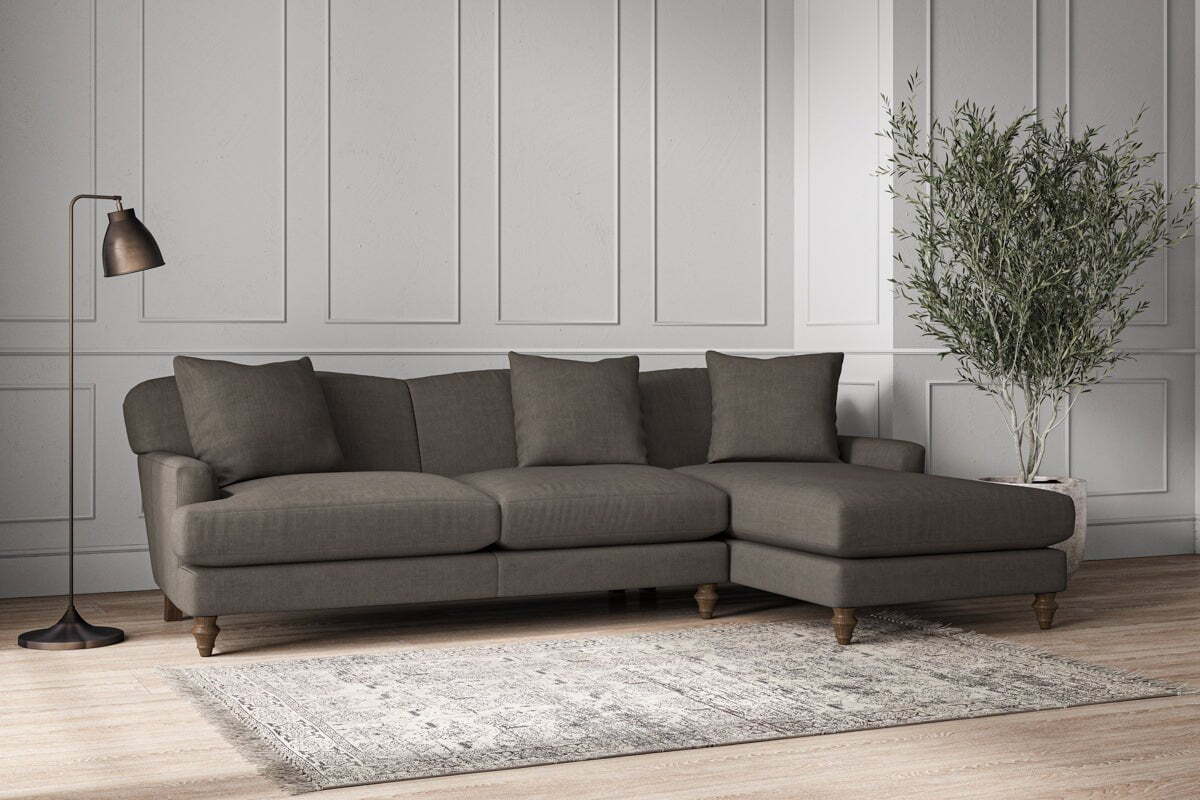 Deni Large Right Hand Chaise Sofa - Brera Linen Granite