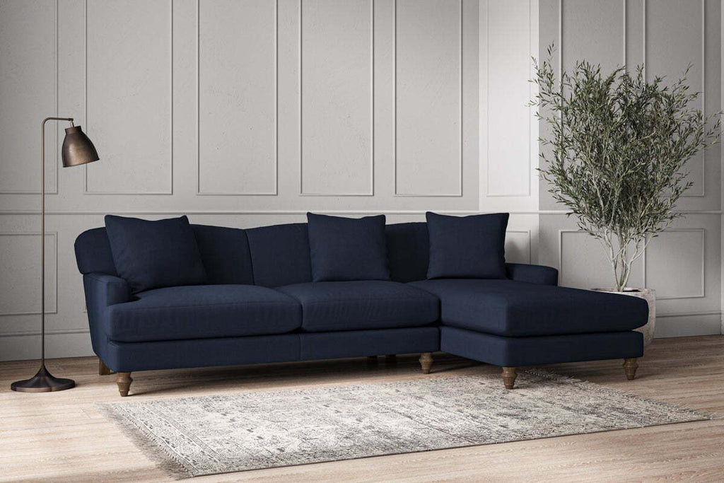 Deni Large Right Hand Chaise Sofa - Brera Linen Indigo