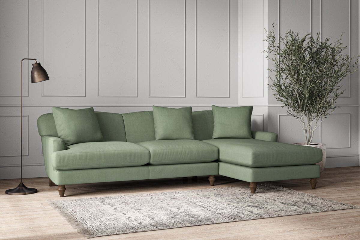 Deni Large Right Hand Chaise Sofa - Brera Linen Jade