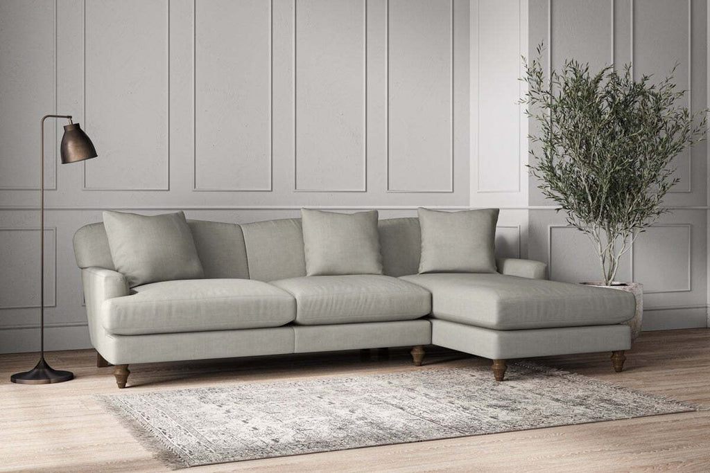 Deni Large Right Hand Chaise Sofa - Brera Linen Smoke