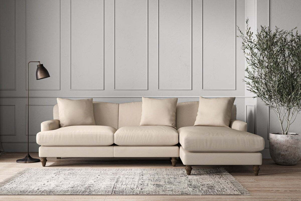Deni Large Right Hand Chaise Sofa - Recycled Cotton Natural