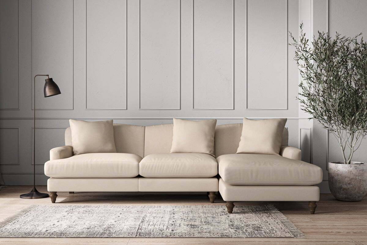 Deni Large Right Hand Chaise Sofa - Recycled Cotton Natural