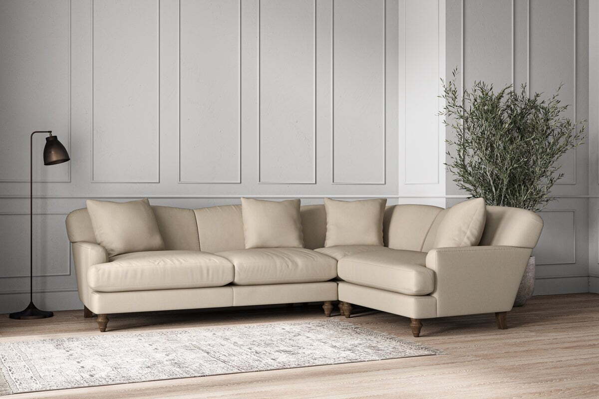 Deni Large Right Hand Corner Sofa - Recycled Cotton Stone
