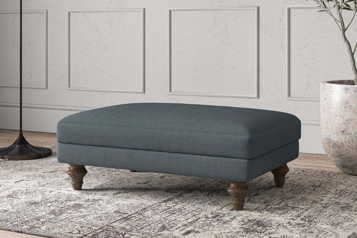 Deni Medium Footstool - Brera Linen Dusk