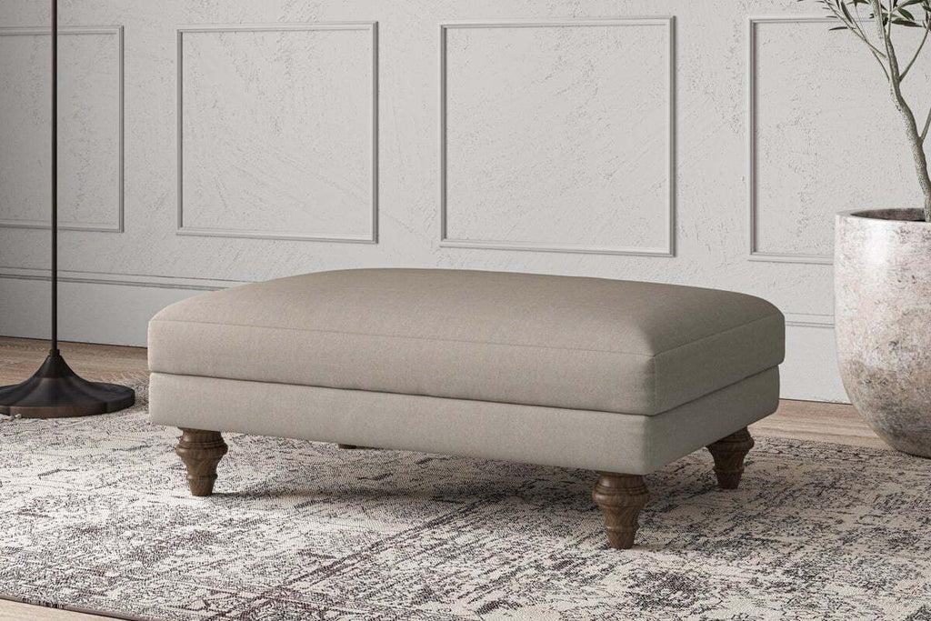 Deni Medium Footstool - Recycled Cotton Flax