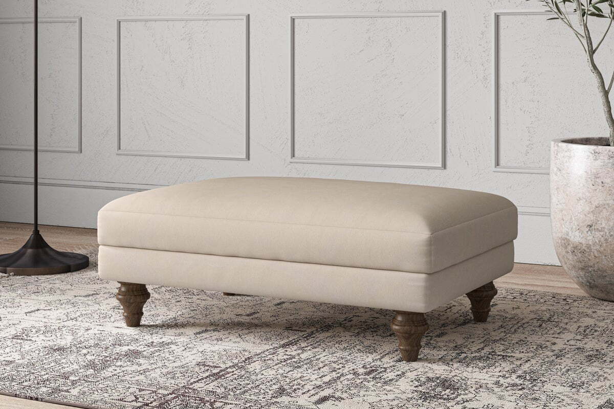 Deni Medium Footstool - Recycled Cotton Natural