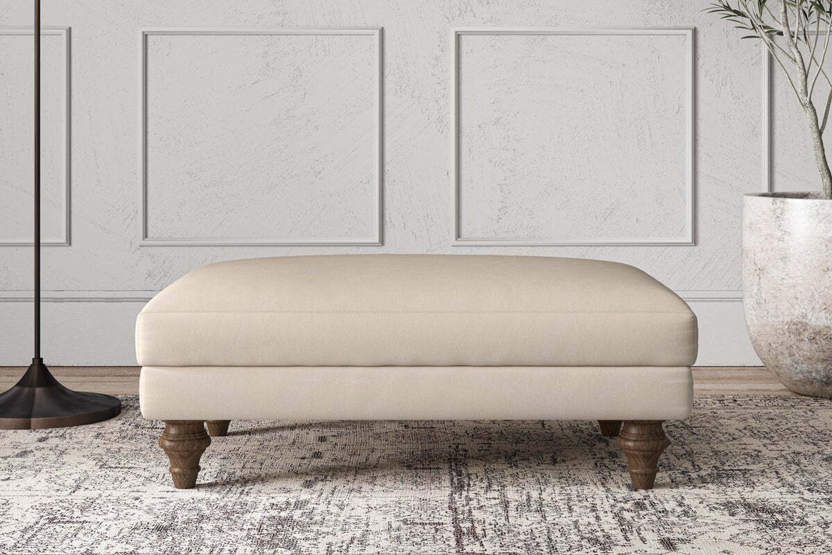 Deni Medium Footstool - Recycled Cotton Natural