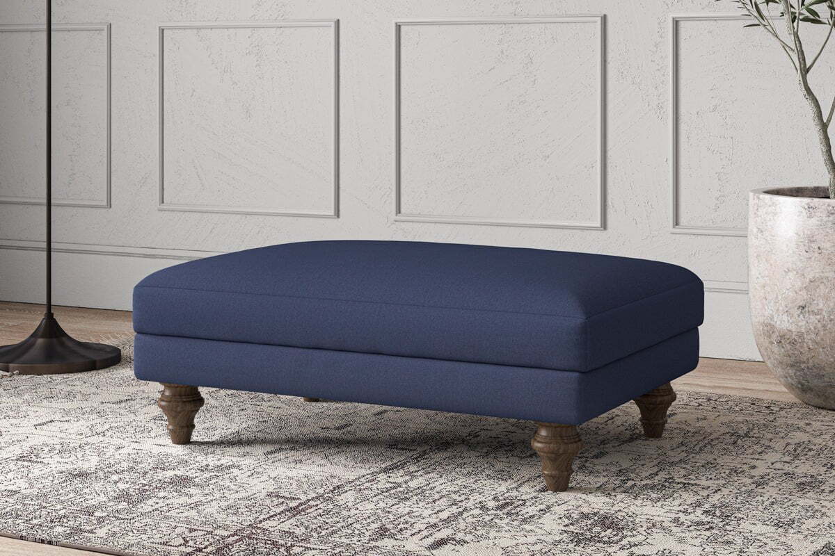 Deni Medium Footstool - Recycled Cotton Navy