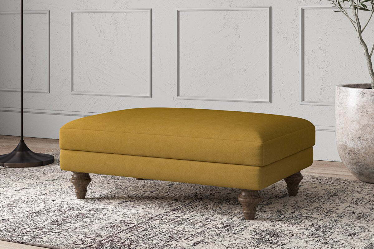 Deni Medium Footstool - Recycled Cotton Ochre