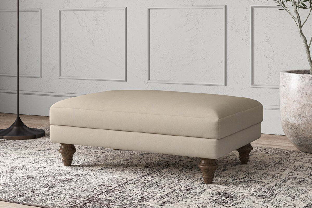 Deni Medium Footstool - Recycled Cotton Stone