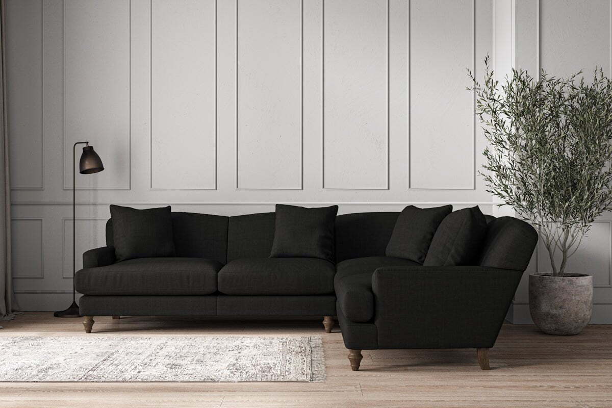 Deni Super Grand Right Hand Corner Sofa - Brera Linen Charcoal