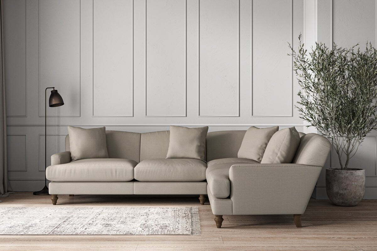 Deni Super Grand Right Hand Corner Sofa - Recycled Cotton Flax