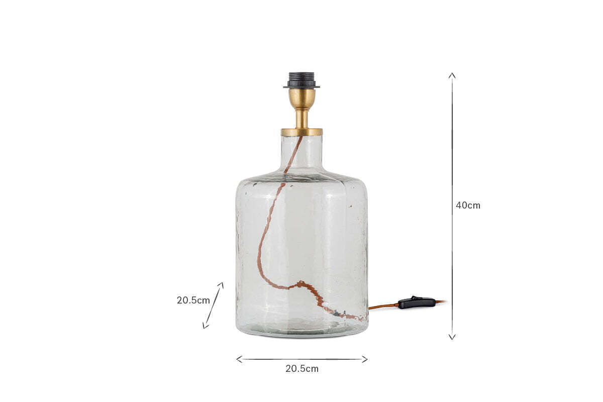 Edina Recycled Glass Table Lamp Base - Clear - Small