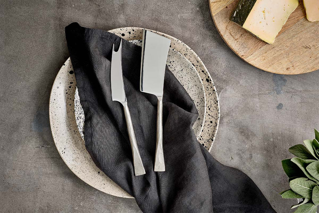 Ena Cheese Knife Set - Brushed Silver (Set of 2)
