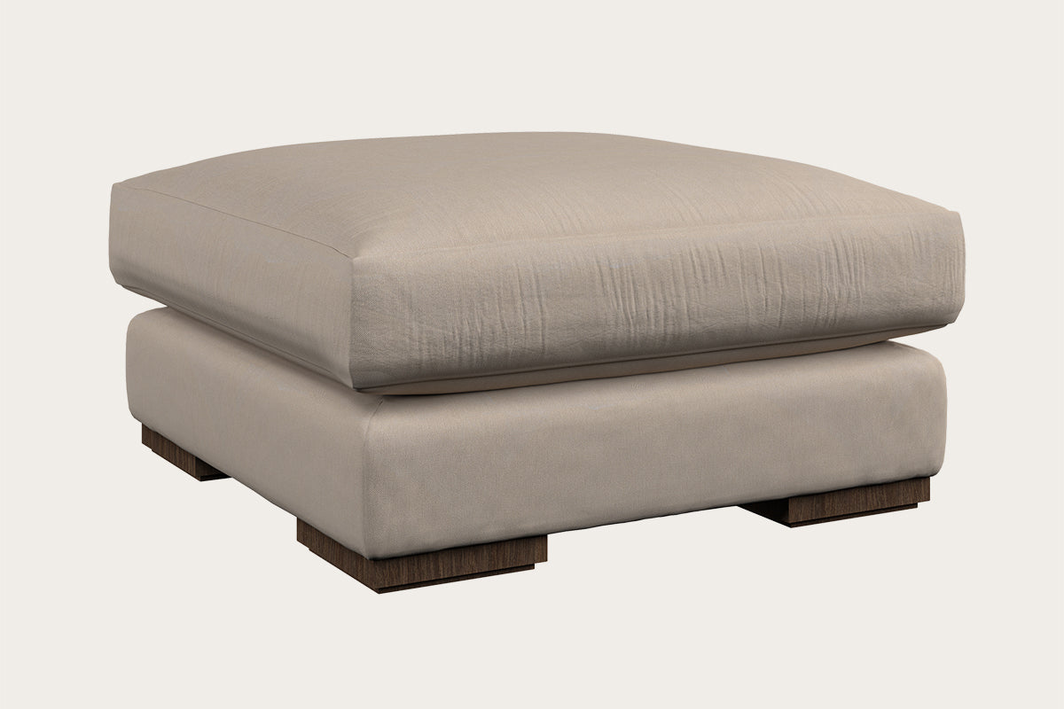 Guddu Medium Footstool - Recycled Cotton Natural