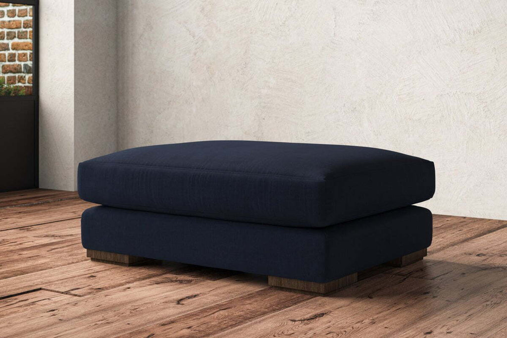 Guddu Grand Footstool - Brera Linen Indigo