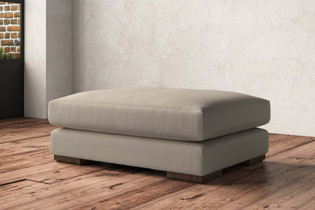Guddu Grand Footstool - Recycled Cotton Stone