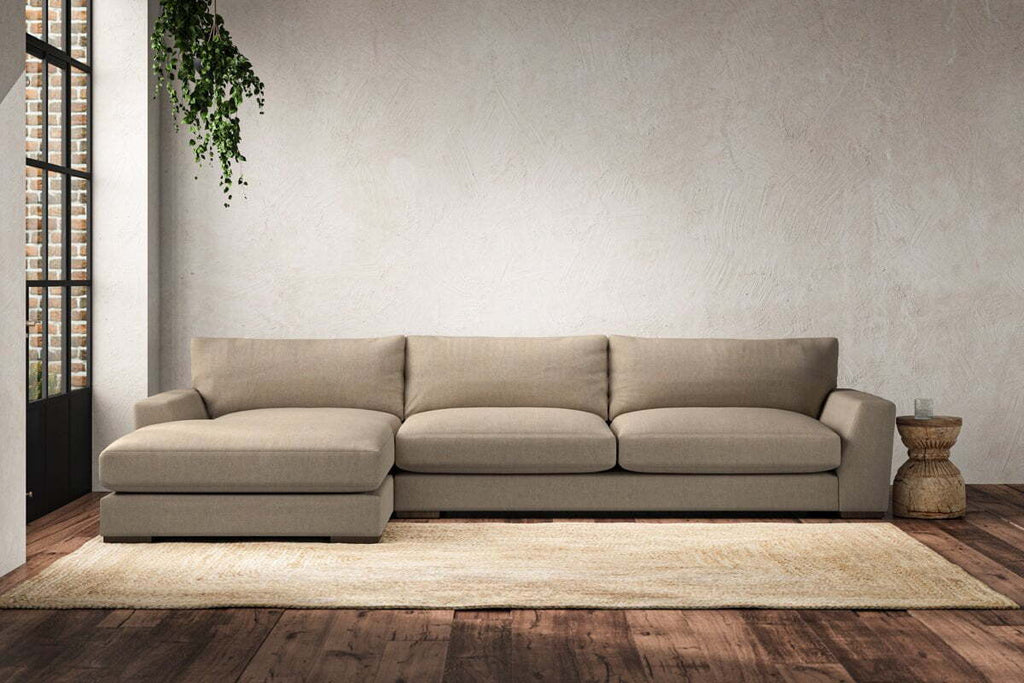 Guddu Grand Left Hand Chaise Sofa - Brera Linen Pebble