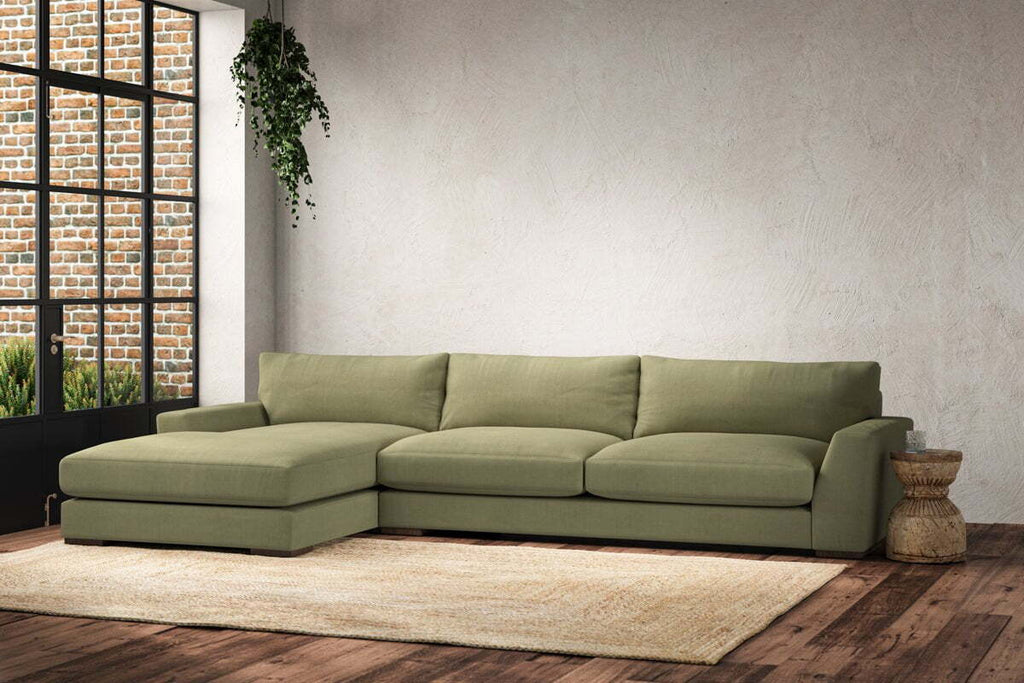 Guddu Grand Left Hand Chaise Sofa - Brera Linen Sage