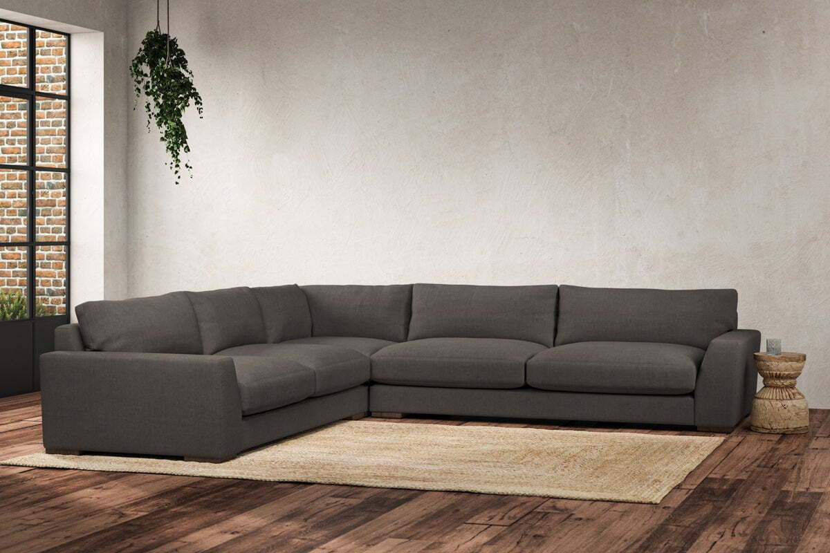 Guddu Grand Left Hand Corner Sofa - Brera Linen Granite