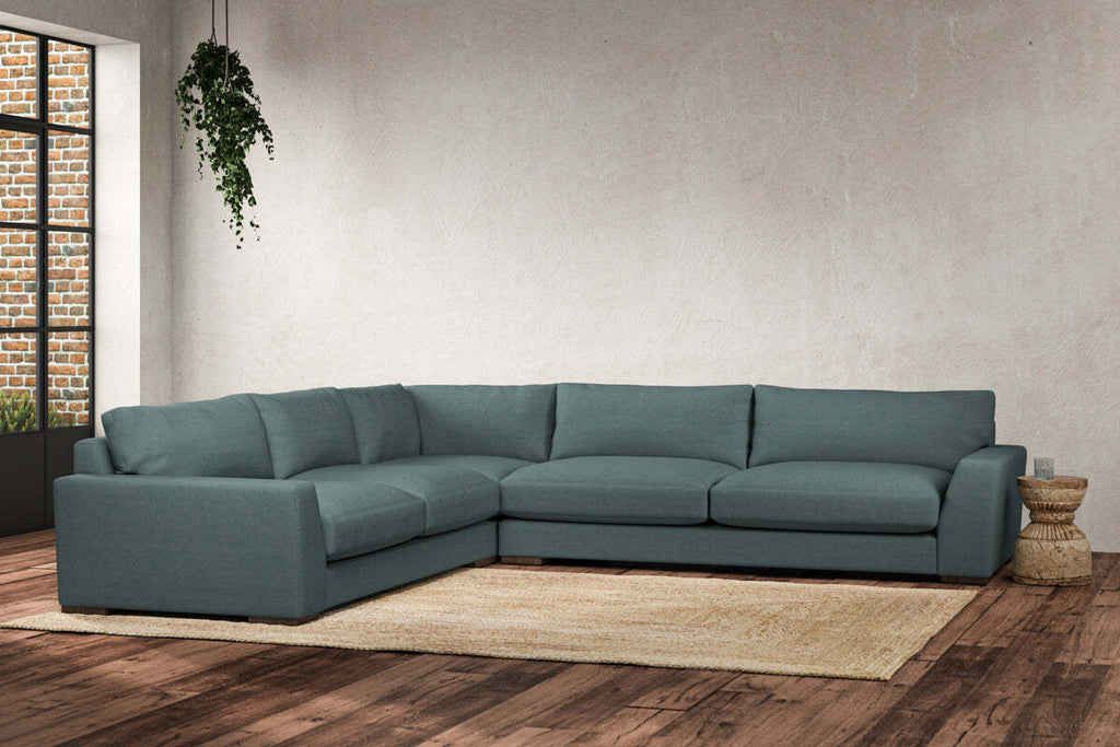 Guddu Grand Left Hand Corner Sofa - Recycled Cotton Airforce